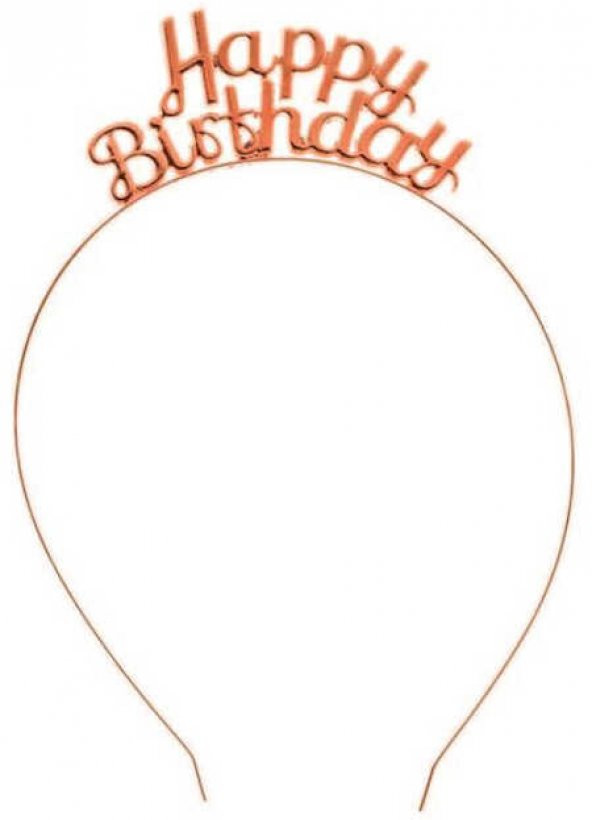 TAÇ HAPPY BIRTHDAY METAL ROSE GOLD 1 ADET - Resim 3
