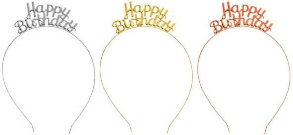 TAÇ HAPPY BIRTHDAY METAL ROSE GOLD 1 ADET - Resim 4