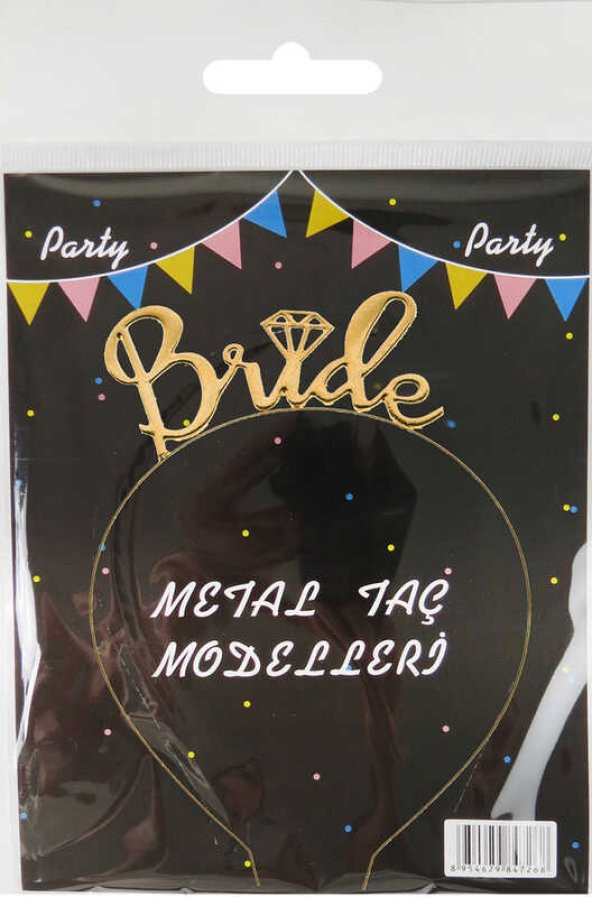 TAÇ BRIDE PIRLANTALI METAL ALTIN 1 ADET - Resim 5
