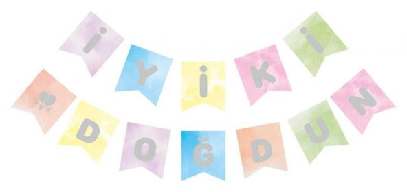 FLAMA İYİKİ DOĞDUN MAKARON RENGARENK GÜMÜŞ 1 ADET - 3