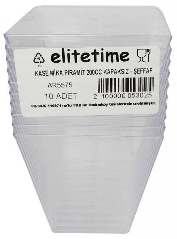 KASE MİKA PİRAMİT 200CC ŞEFFAF 10 ADET - 6