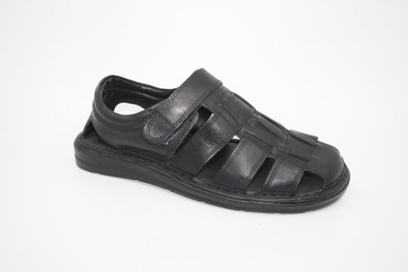 Erkek Siyah Cırtlı Deri Sandal 208
