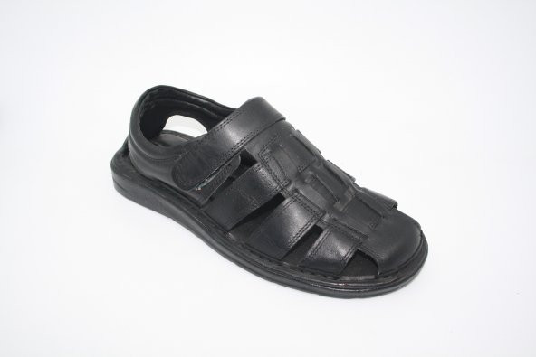 Erkek Siyah Cırtlı Deri Sandal 208 - 2
