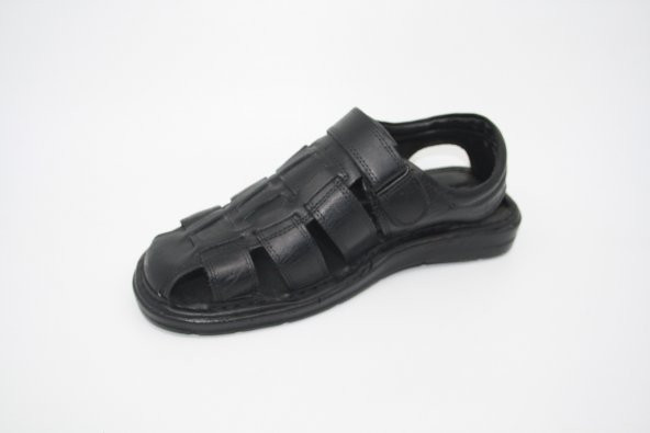 Erkek Siyah Cırtlı Deri Sandal 208 - 3