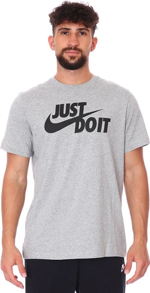 Nike Nsw Tee Just Do It Swoosh Erkek Gri Günlük Stil Tişört AR5006-063