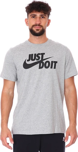 Nike Nsw Tee Just Do It Swoosh Erkek Gri Günlük Stil Tişört AR5006-063