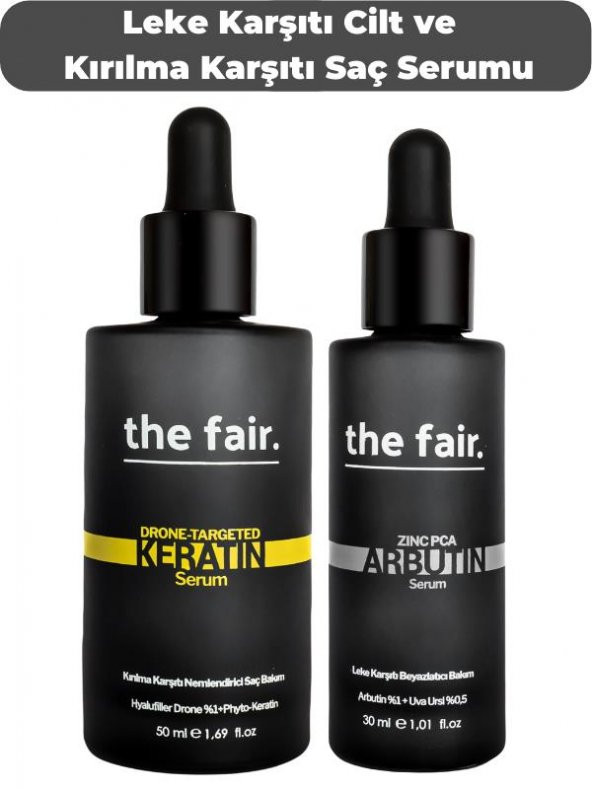 Leke Karşıtı Cilt Serumu ve  Keratin Kırılma Karşıtı Vegan Saç ve Cilt Bakım Seti
