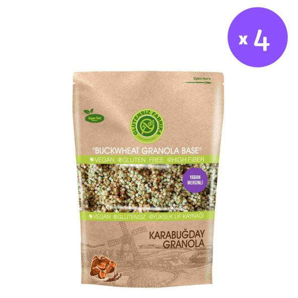 (4 Paket) GLUTENSİZ FABRİKA YULAF & KARABUĞDAY GRANOLA 4 PAKET X 300 GRAM (YABANMERSİNLİ) - 1