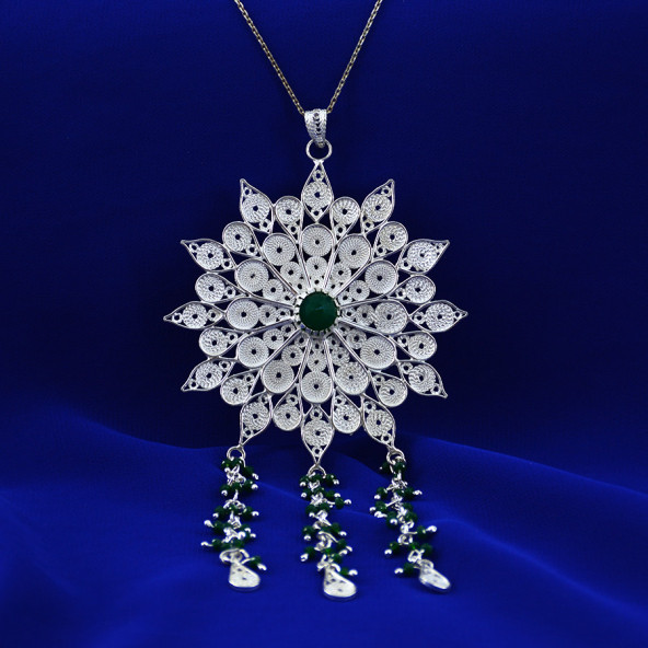 Yeşil Taşlı Sarkaçlı Kolye Ucu