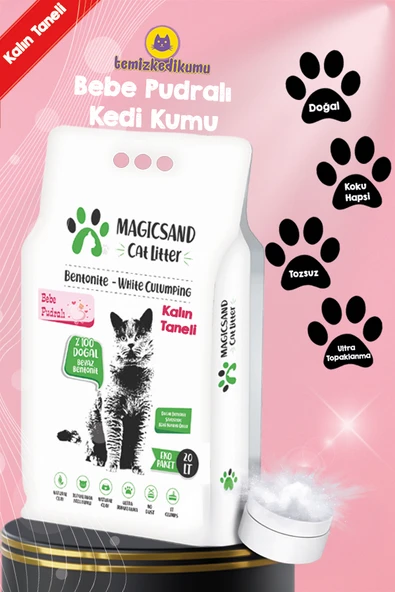 Magicsand Cat Litter Bebe Pudralı Kedi Kumu 20 Lt Kalın Taneli