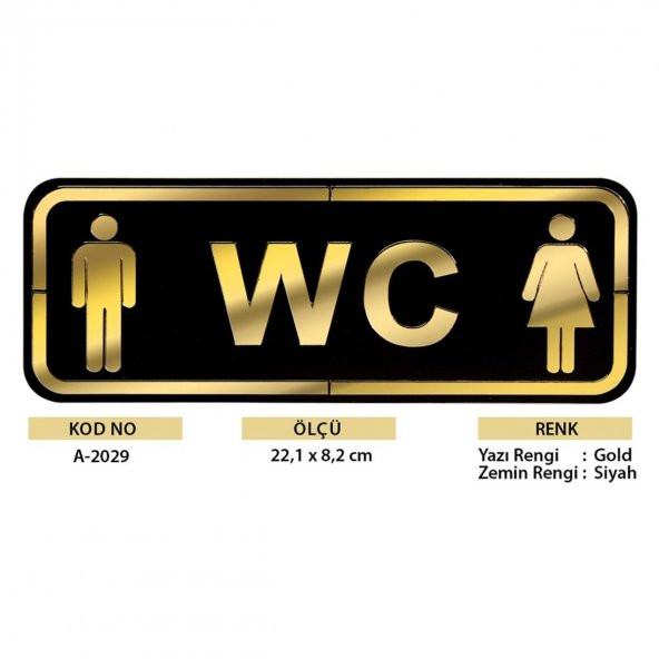 Abs Lüx Çift Katlı Yönlendirme Levhası Siyah-Altın Bay-Bayan Wc - 2