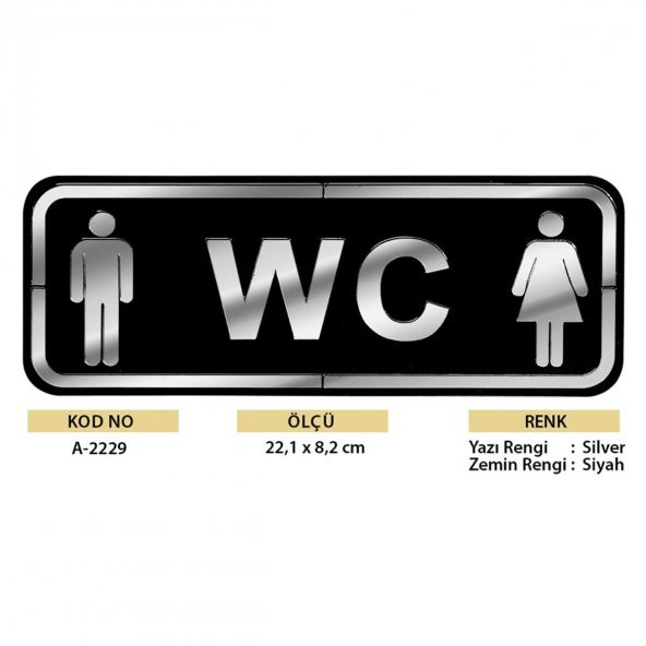 Abs Lüx Çift Katlı Yönlendirme Levhası Siyah-Gümüş Bay-Bayan Wc - 2