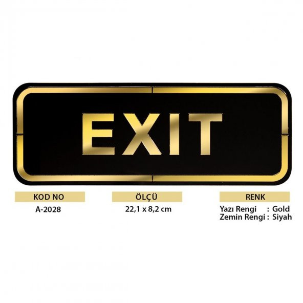 Abs Lüx Çift Katlı Yönlendirme Levhası Siyah-Altın Exit - 2