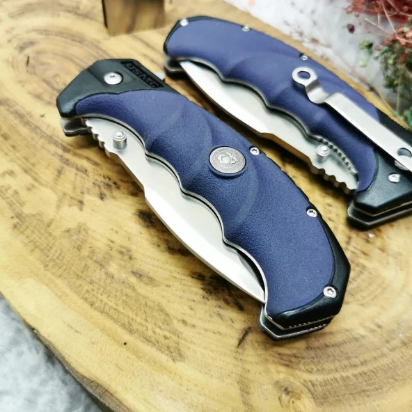 23 cm orjinal columbia soft kabzeli manuel askeri personel bıçağı yanında zippo kibrit ile birlikte