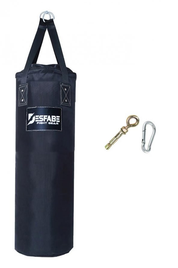 Desfabe Polydes 80x25 Cm Kolonlu Boks Kum Torbası Siyah+Askı Aparatı