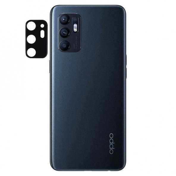 Oppo Reno 6 3D Kamera Lens Koruyucu Temperli Cam Çerçeve