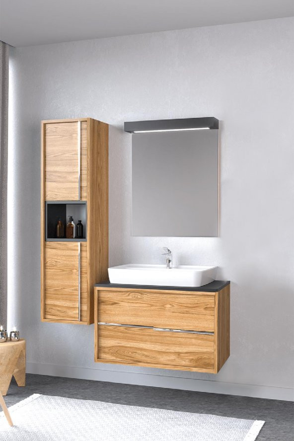 Denko Matia 80 cm MDF Banyo Dolabı Takımı ve Boy Dolabı