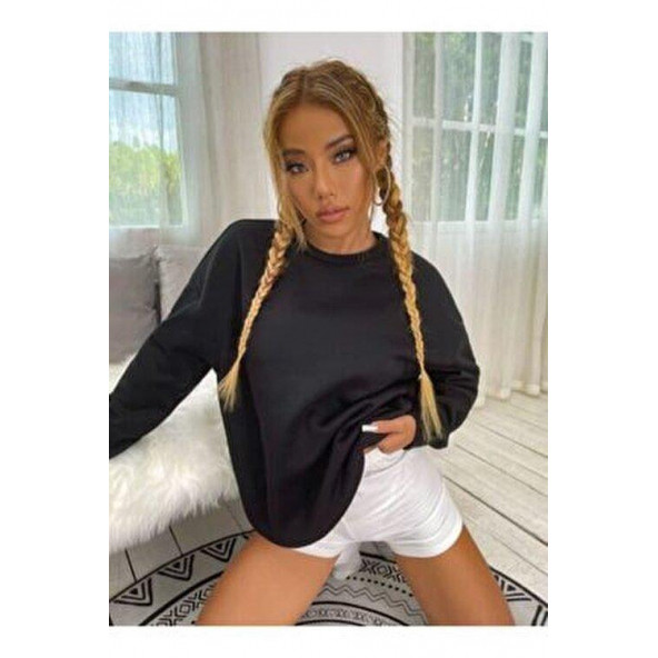 Oversize Siyah Pusula Sırt Baskılı Sweatshirt S beden - 2
