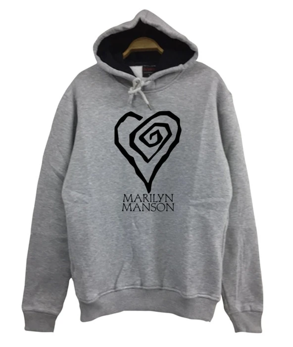 Marilyn Manson Baskılı Sweatshirt  GRİ 5XL