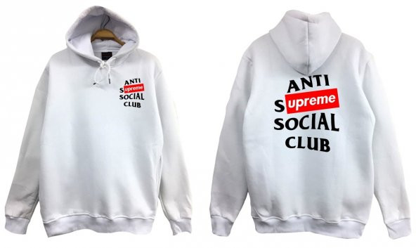 Anti Social Social Club Supreme Baskılı Sweatshirt  BEYAZ 5XL