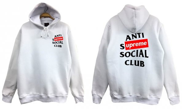 Anti Social Social Club Supreme Baskılı Sweatshirt  BEYAZ XL