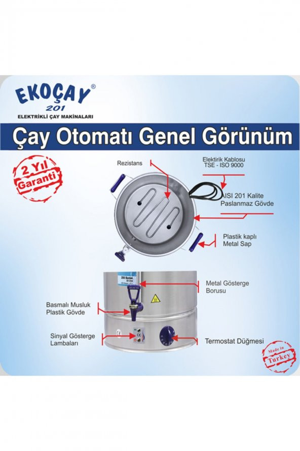 Tuğra Ekoçay Çay Makinesi Semaver 50 Bardak 6 Litre - 2