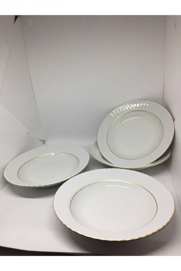 Kütahya Porselen Yaldızlı 22cm Çukur Tabak 6lı