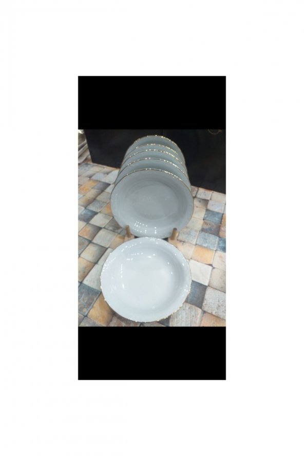 Porland Altın Yaldızlı Porselen Yemek Tabağı 6lı 19cm - 2