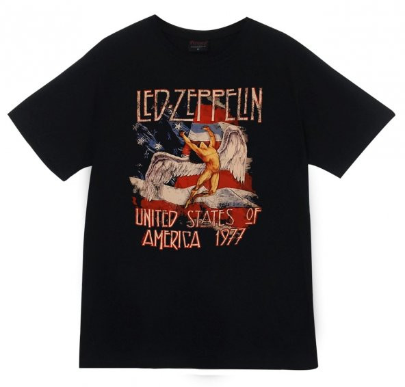 Led Zeppelin Baskılı T-shirt    SİYAH S