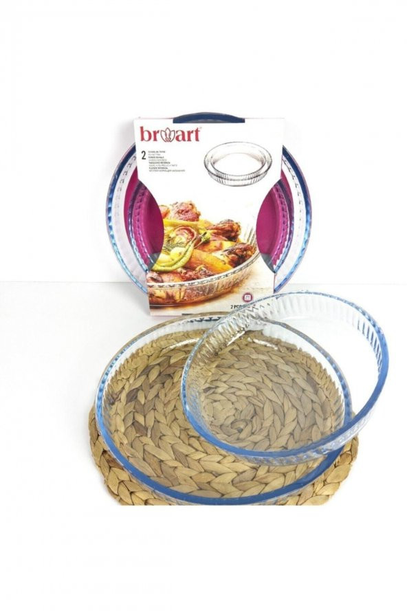 Broart 4lü Borcam Seti - 2 Yuvarlak + 2 Kare Tepsi - 2