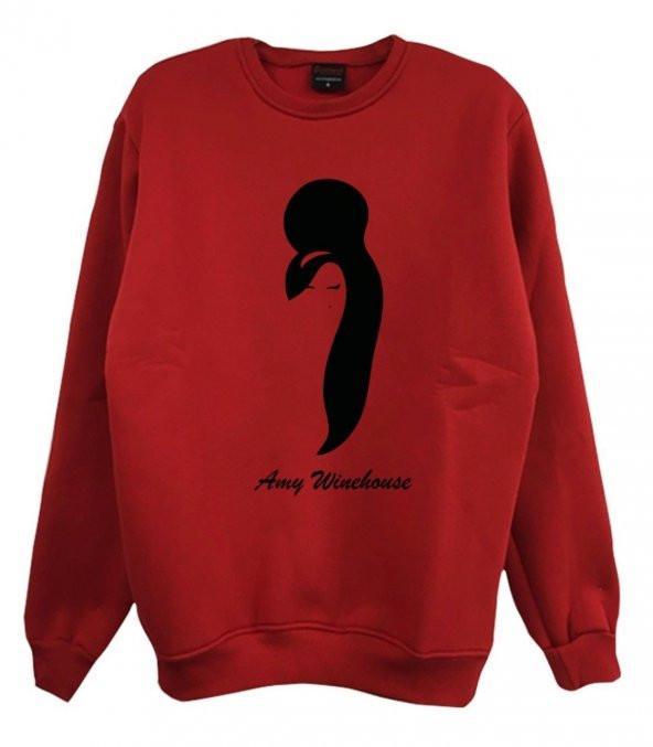 Amy Winehouse Baskılı Sweatshirt  KIRMIZI XS