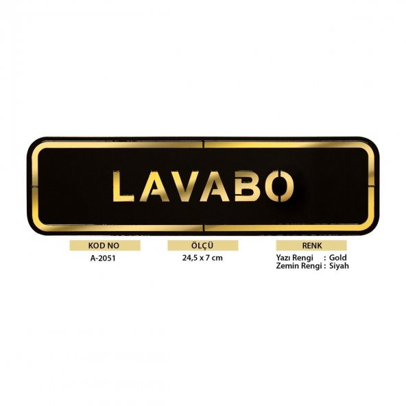 Abs Lüx Çift Katlı Yönlendirme Levhası Siyah-Altın Lavabo - 2
