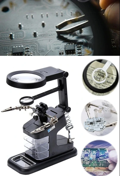 DailyTech 3X 4.5X 25X Büyütec Yardımcı El Lehimleme Havya Standı