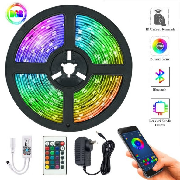 DailyTech 5m LED şerit Bluetooth RGB Uzaktan Kumandalı - 2