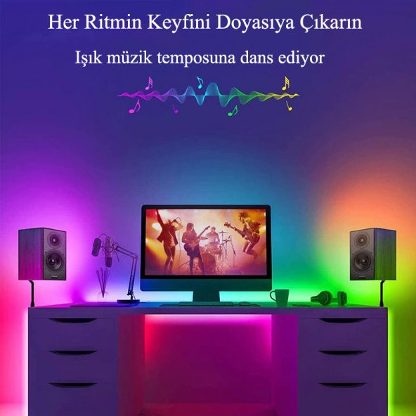 DailyTech 5m LED şerit Bluetooth RGB Uzaktan Kumandalı - 3