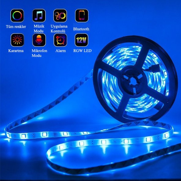 DailyTech 5m LED şerit Bluetooth RGB Uzaktan Kumandalı - 5