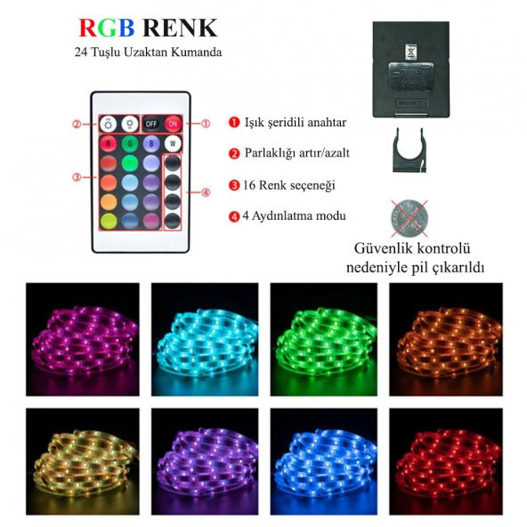 DailyTech 5m LED şerit Bluetooth RGB Uzaktan Kumandalı - 7