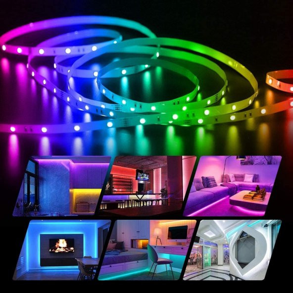 DailyTech 5m LED şerit Bluetooth RGB Uzaktan Kumandalı - 9