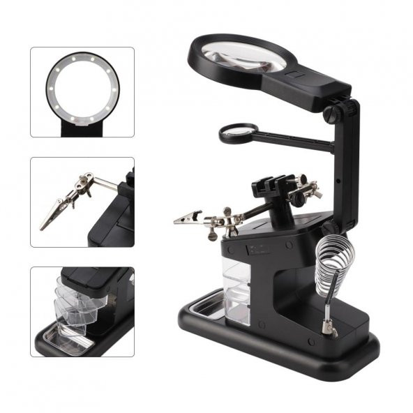 DailyTech 3X 4.5X 25X Büyütec Yardımcı El Lehimleme Havya Standı - 6