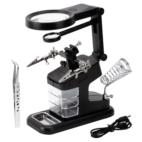 DailyTech 3X 4.5X 25X Büyütec Yardımcı El Lehimleme Havya Standı - 6