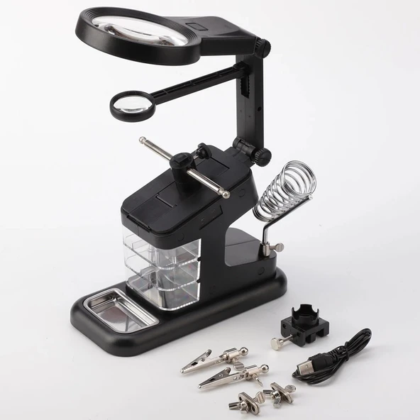 DailyTech 3X 4.5X 25X Büyütec Yardımcı El Lehimleme Havya Standı - 8