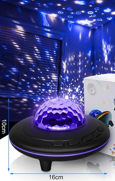 DailyTech Starry Galaxy Projektör Hoparlör Bluetooth UFO Gece Lambası