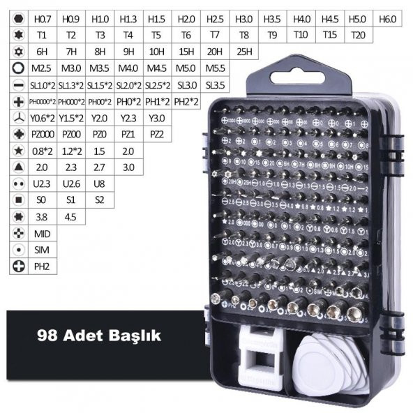 DailyTech 112 in 1 Hassas Coklu Tornavida Cep Telefonu Tamir Seti - 11