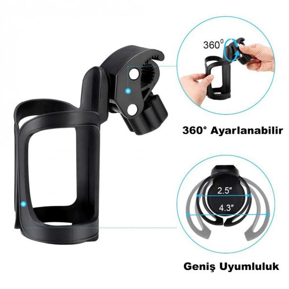 DailyTech Bisiklet Bebek Arabası Bardak Biberon Şişe Tutucu - 6