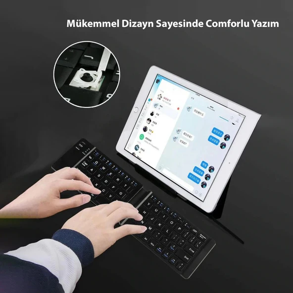 DailyTech Bluetooth Katlanabilir Klavye Telefon Tablet PC Uyumlu - 4