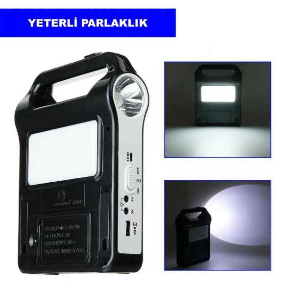 DailyTech Taşınabilir USB Şarjlı Solar Güneş Enerjili Kamp Feneri Powerbank - 10