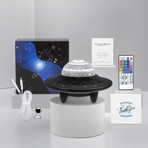 DailyTech Starry Galaxy Projektör Hoparlör Bluetooth UFO Gece Lambası - 8