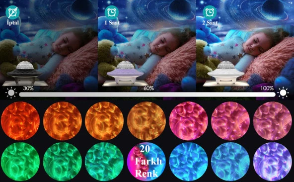 DailyTech Starry Galaxy Projektör Hoparlör Bluetooth UFO Gece Lambası - 11
