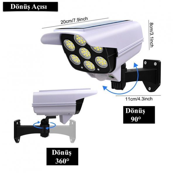 DailyTech Sensörlü Solar 77 LED Hırsız Caydırıcı Sahte Kamera Lamba - 3