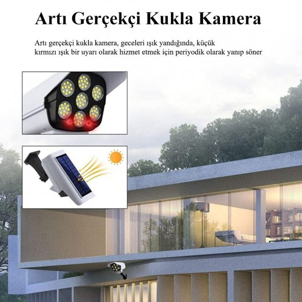 DailyTech Sensörlü Solar 77 LED Hırsız Caydırıcı Sahte Kamera Lamba - 6